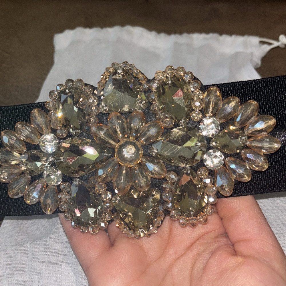 Zara Elegant Black and Gold Embellished Women's Belt